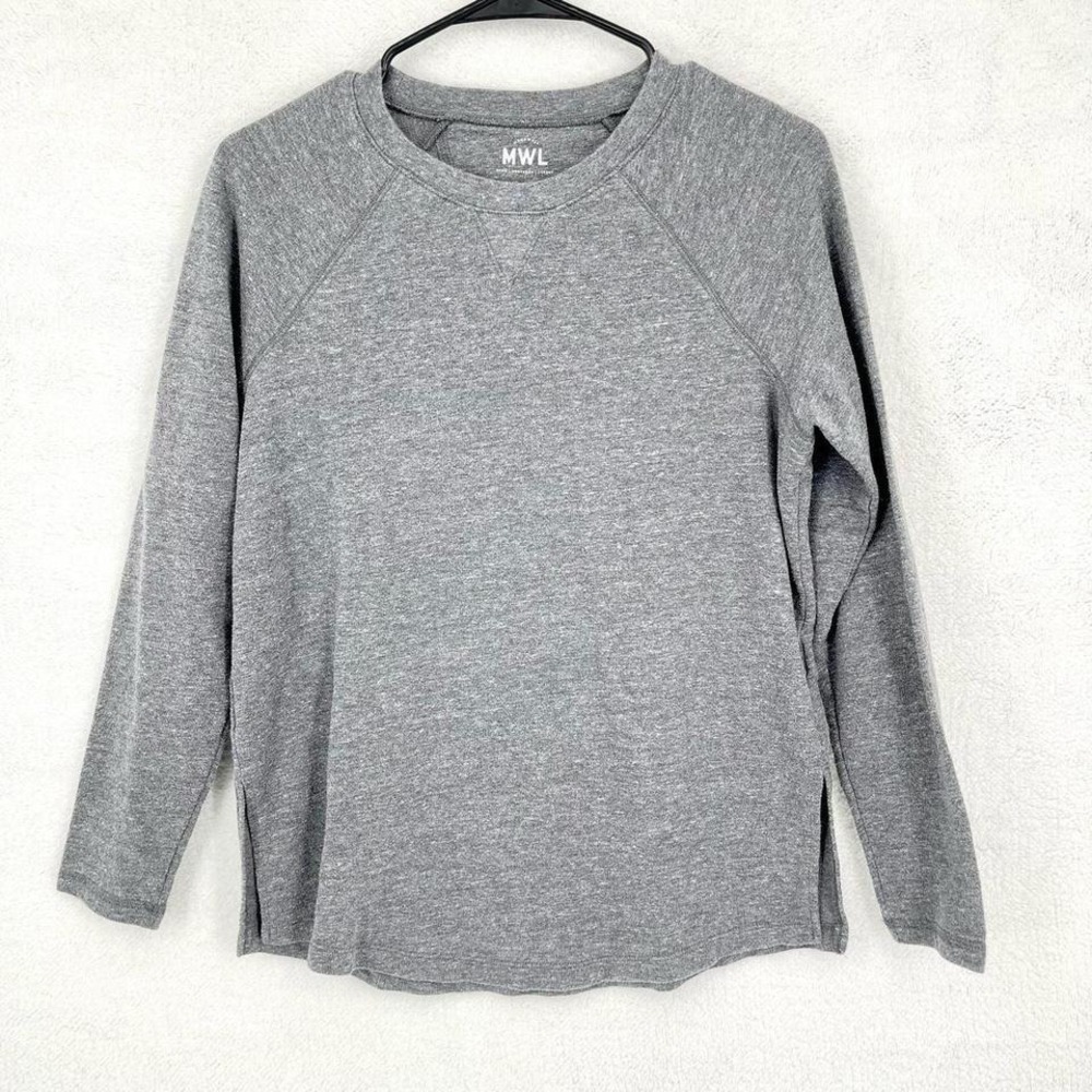Madewell MWL Women's Oversized Crewneck Gray Long Sleeve Shirt Size XXS‎